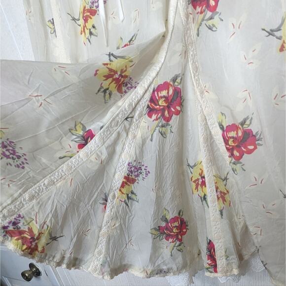 Johnny Was cream and floral short layered boho cottage core skirt size small - Picture 4 of 8